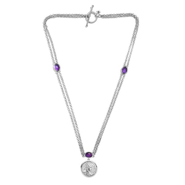 GP Coin Kollektion - Afrikanische Amethyst und Kanchanburi blaue Saphir-Halskette, 45 cm - 3,15 ct.