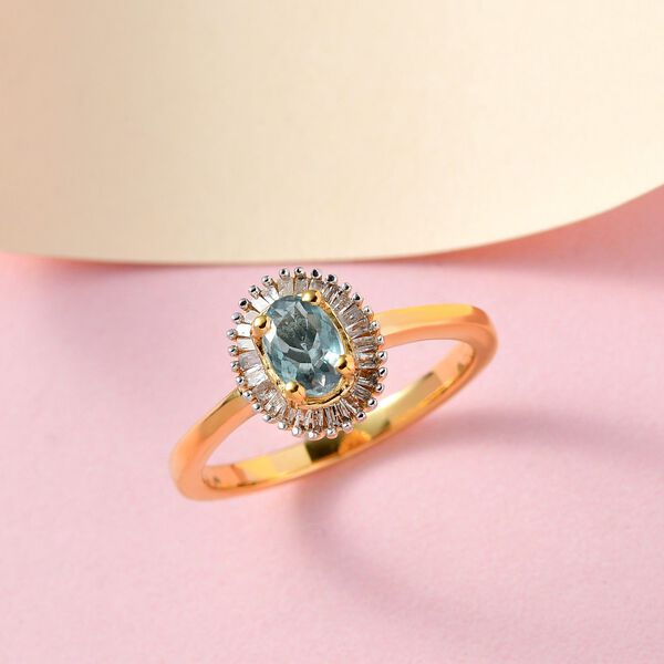 Nat&uuml;rlicher AA Alexandrit und Diamant Ring, 925 Silber Gelbgold Vermeil, ca. 0.70 ct image number 2