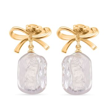 Wei&szlig;e Keshi Perle Ohrringe Nickelfreies Messing, Goldfarben