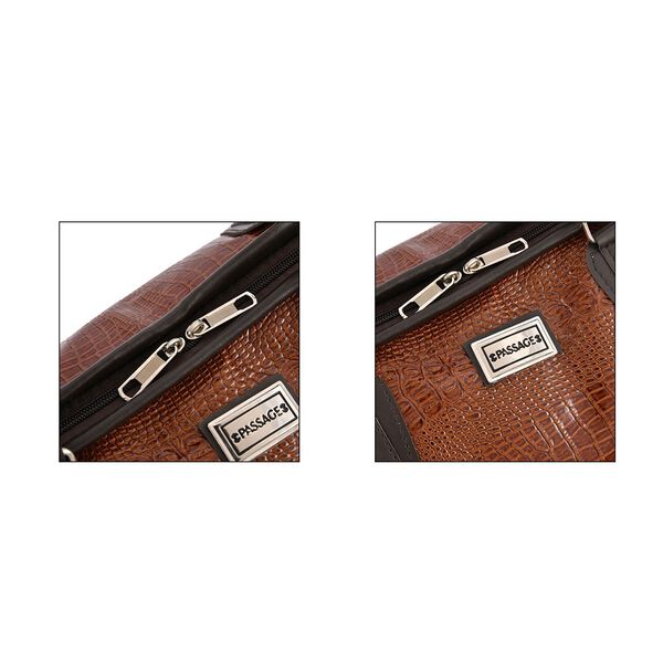 Weekender Reisetasche, 45x33x22cm, Krokodilmuster, Cognac image number 5