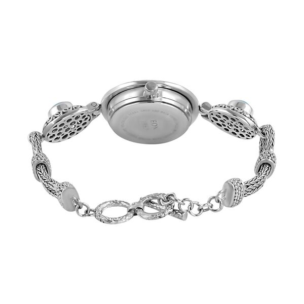 Royal Bali Kollektion - natürliche Sleeping Beauty Türkis-Armbanduhr in Silber image number 4