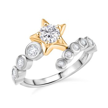 D joy Moissanit Ring 925 Silber platiniert und vergoldet (Gr&ouml;&szlig;e 20.00) ca. 0.79 ct