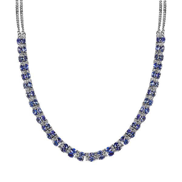 Tansanit und Zirkon Halskette, 45 cm - 13,18 Ct.