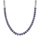 Tansanit, weißer Zirkon Halskette, ca. 45 cm 925 Silber platiniert ca. 13.18 ct