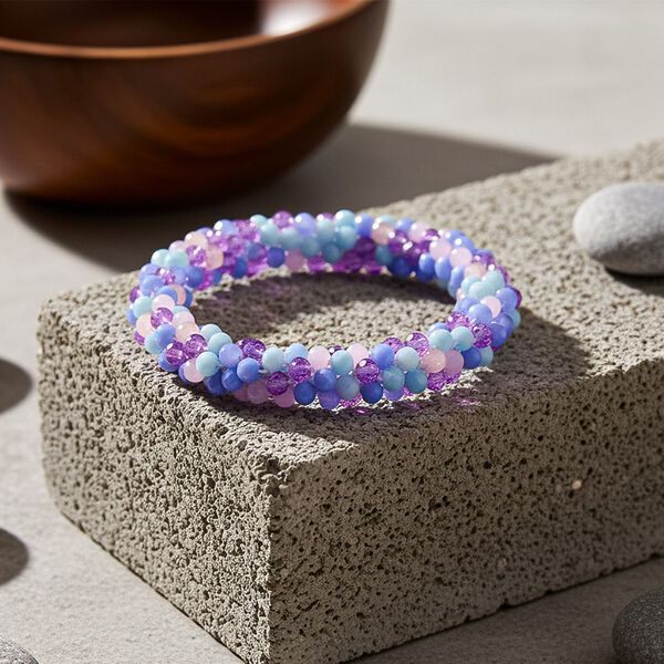 Mehrfarbiges lila Kristall flexibles Armband image number 1