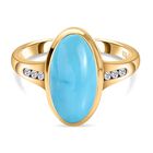 Amerikanischer, natürlicher Sleeping Beauty Türkis und weißer Zirkon Ring, 925 Silber vergoldet (Größe 21.00) ca. 3.30 ct