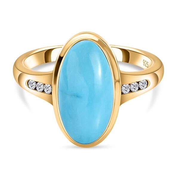 Amerikanischer, nat&uuml;rlicher Sleeping Beauty T&uuml;rkis und Zirkon-Ring - 3,30 ct.