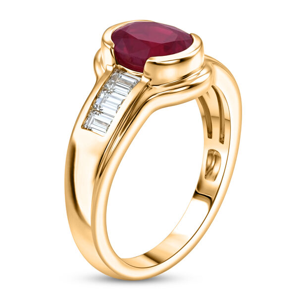 Afrikanischer Rubin (Fissure gef&uuml;llt) und Zirkon Ring 925 Silber vergoldet image number 5