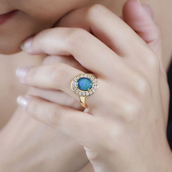 Boulder Opal Triplett und Zirkon Ring - 2,70 ct. image number 10