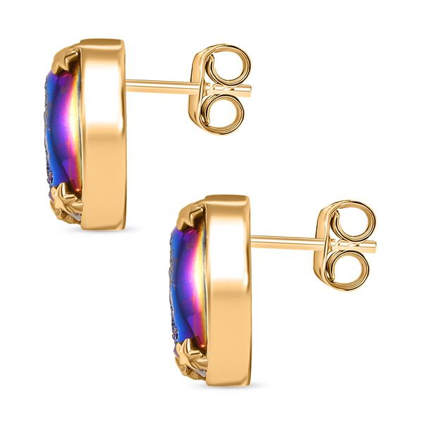 Blaue Fenster Drusy Ohrringe - 10,48 ct. image number 4