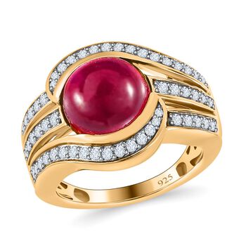 Afrikanischer Rubin und Zirkon-Ring - 6,98 ct.