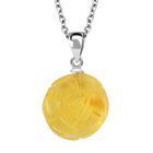 Natürlicher Bernstein Anhänger mit Kette, 925 Silber rhodiniert