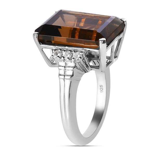 Rauchquarz und Zirkon Ring 925 Silber platiniert  ca. 11,80 ct image number 5