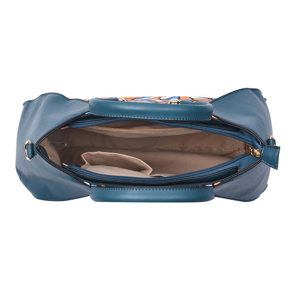 2er-Set, Clutch - 9x15,24 cm und Schultertasche - 34,29x12,7x25,40 cm, Blattmuster, Gelb image number 5