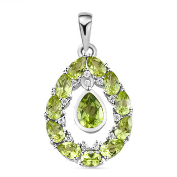 Nat&uuml;rlicher Peridot-Anh&auml;nger, 925 Silber platiniert ca. 3,32 ct