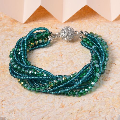 Neongrünes und weißes Kristall-Armband, 19cm - 62,50 ct. image number 1