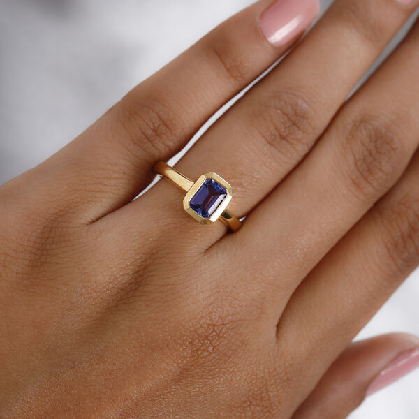 Tansanit Solitär Ring 925 Silber vergoldet  ca. 1,07 ct image number 3