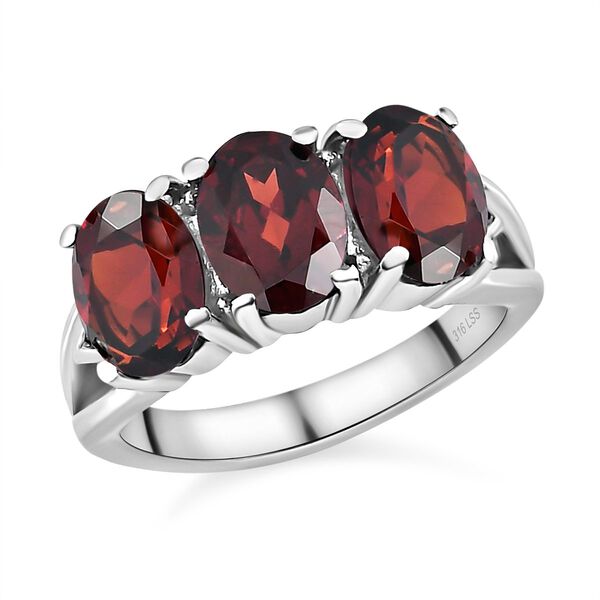 2er Set - Roter Granat Anh&auml;nger mit Kette und Ring, Edelstahl ca. 8.55 ct image number 5