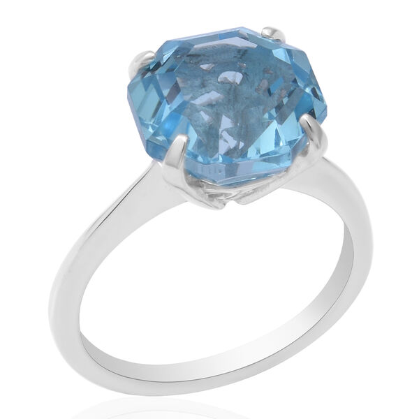 Himmelblauer Topas Solit&auml;r Ring 925 Silber platiniert  ca. 9,34 ct image number 3