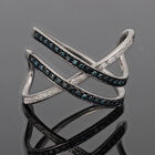 Blauer und Weißer Diamant Ring 925 Silber Platin-Überzug image number 1