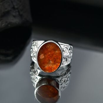 Feuer Opal Matrix Ring 950 Kupfer (Gr&ouml;&szlig;e 18.00) ca. 5,50 ct