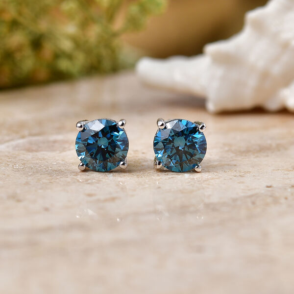 LUXURIANT DIAMOND - Lab Grown Blauer Diamant SI Ohrringe 925 Silber Rhodiniert ca. 2,05 ct. image number 1