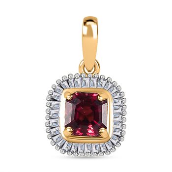 AAAA Rubellit, Wei&szlig;er Diamant Anh&auml;nger 585 Gold ca. 0,94 ct.