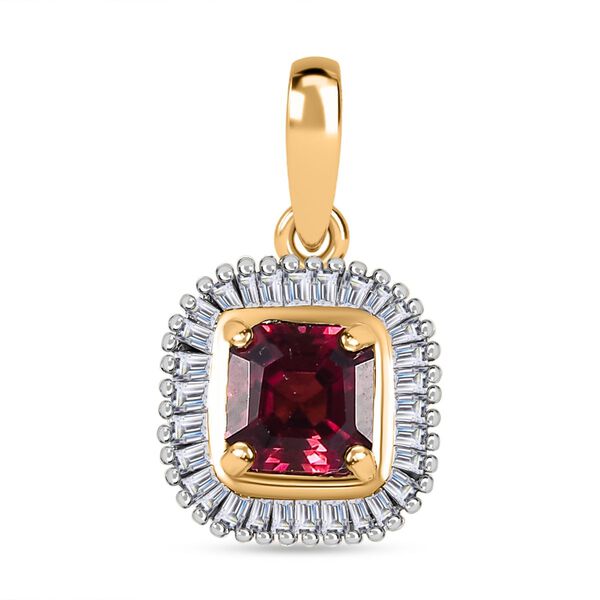 AAAA Rubellit und Diamant Anh&auml;nger in 585 Gold - 0,94 ct.