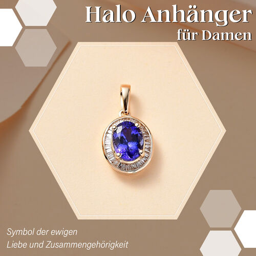 AAA Tansanit und Diamant Anhänger in 585 Gold - 3,82 ct. image number 1