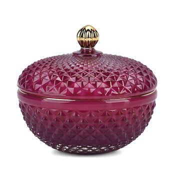 LIVMORE - Duftkerze im dekorativen Glas, Tabak und Oudh, 36 Std. Brenndauer, Purpurrot