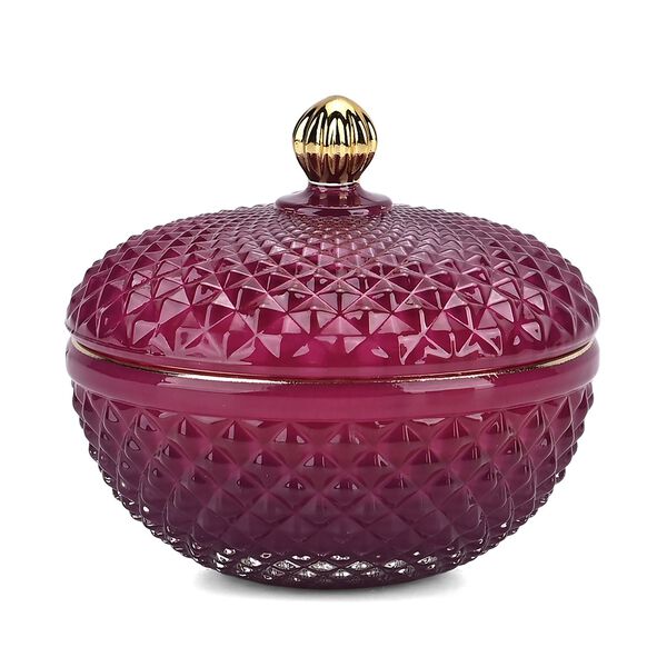 LIVMORE - Duftkerze im dekorativen Glas, Tabak und Oudh, 36 Std. Brenndauer, Purpurrot image number 2