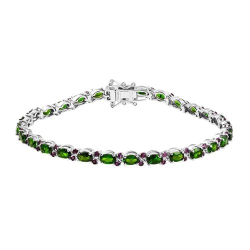 D’joy Natürlicher Chromdiopsid, Rhodolith Granat Armband ca. 19 cm 925 Silber rhodiniert ca. 8,07 ct. image number 0