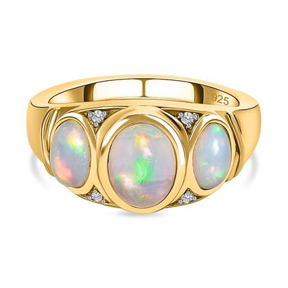 Natürlicher, äthiopischer Welo Opal Ringe 925 Silber vergoldet (Größe 16.00) ca. 1.54 ct