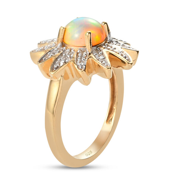 Nat&uuml;rlicher &Auml;thiopischer Opal und Zirkon Ring 925 Silber vergoldet  ca. 1,28 ct image number 5