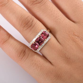 AAA Rubellit und Diamant Ring in 375 Gold - 3,86 ct.