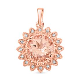 LUXORO zertifiziert und geprüft AAA Morganit und Diamant Anhänger in 417 Roségold - 3,50 ct.