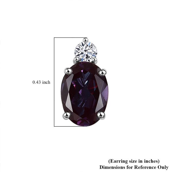 AAA Lab Created Alexandrit, Lab Grown Diamant Ohrringe 417 Gold ca. 3,00 ct. image number 4