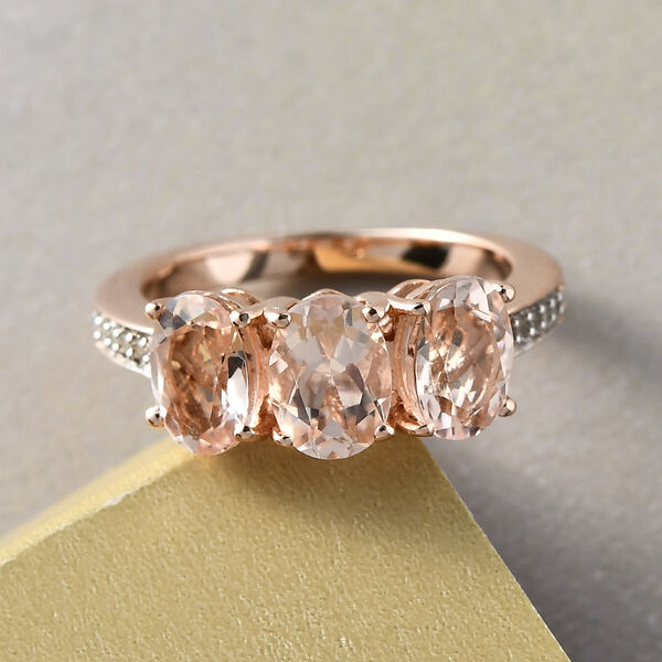 AAA Marropino Morganit und wei&szlig;er Zirkon-Ring, 925 Silber Ros&eacute;gold Vermeil  ca. 2,44 ct image number 2