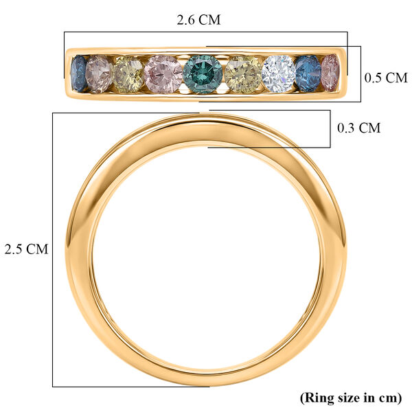 LUXURIANT DIAMOND - SI, Lab Grown Gr&uuml;ner Diamant Ring 925 Silber Rhodiniert und 750 Gelbgold Vermeil (Gr&ouml;&szlig;e 18.00) ca. 1,50 ct image number 5