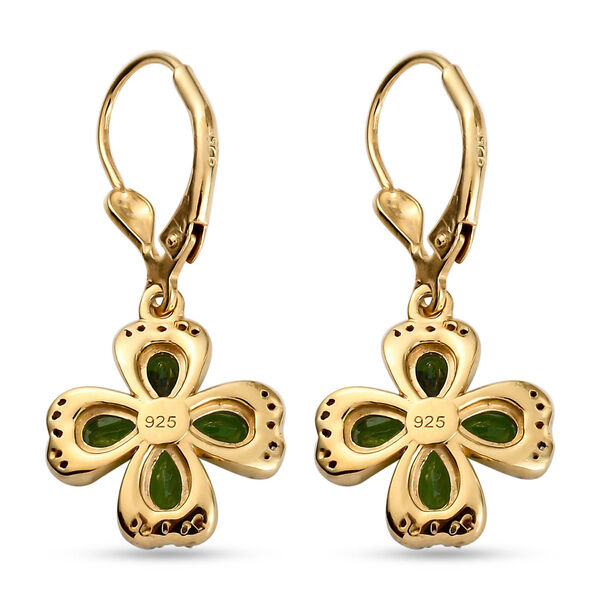 Russischer Diopsid und Zirkon Ohrhänger 925 Silber vergoldet ca. 2,19 ct  image number 5