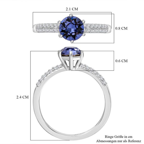 J Francis gefertigt mit SWAROVSKI- Weißer und Tansanit Swarovski Kristall Ring image number 7