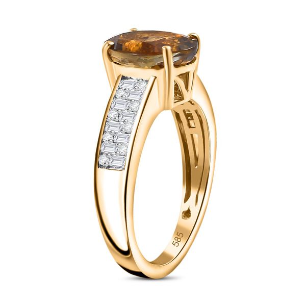 AAA Nat&uuml;rlicher goldener Tansanit und Diamant Ring in 585 Gold - 3,17 ct. image number 5