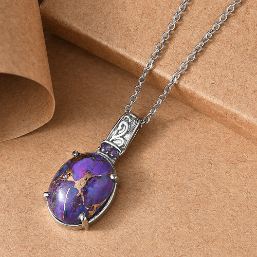 Lila Türkis, Afrikanischer Amethyst Schmuckset Edelstahl ca. 11.10 ct image number 1