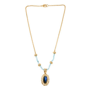 EverTrue AAA Labradorit und blaue Apatit 45cm Halskette - 14,56 ct.