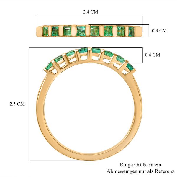 Kagem sambischer Smaragd Ring, 925 Silber 750 Gelbgold Vermeil - 0,39 ct. image number 7