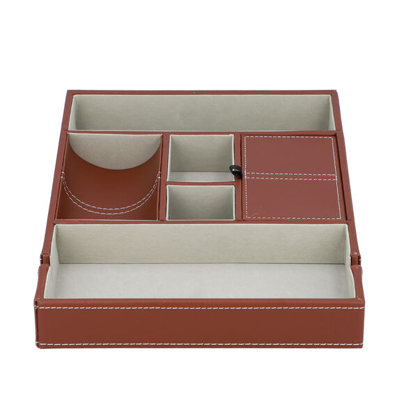 Schreibtisch Organizer mit 6 F&auml;chern, Smartphone und Brillenfach, Rot image number 2