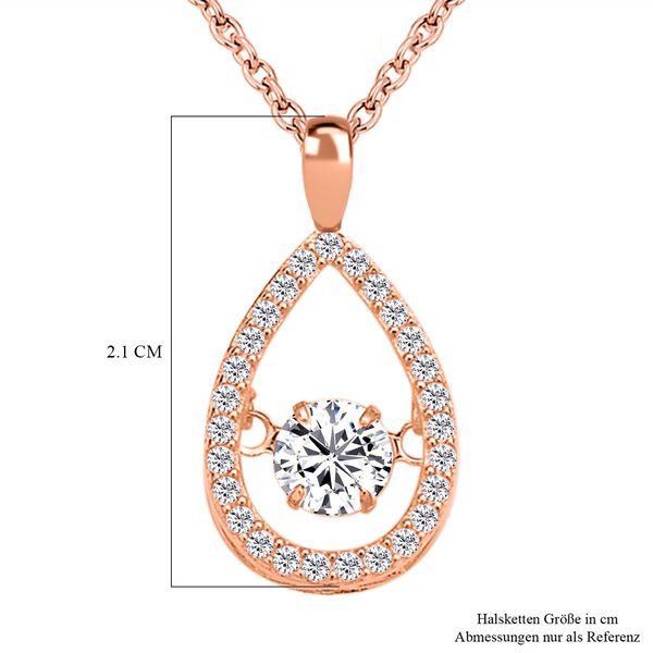 Wei&szlig;er Zirkonia-Anh&auml;nger mit Edelstahl-Kette, 925 Silber ros&eacute;vergoldet ca. 1,05 ct image number 6