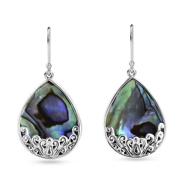 Royal Bali Kollektion- Abalone Muschel Anh&auml;nger und Ohrringe in 925 Silber image number 1