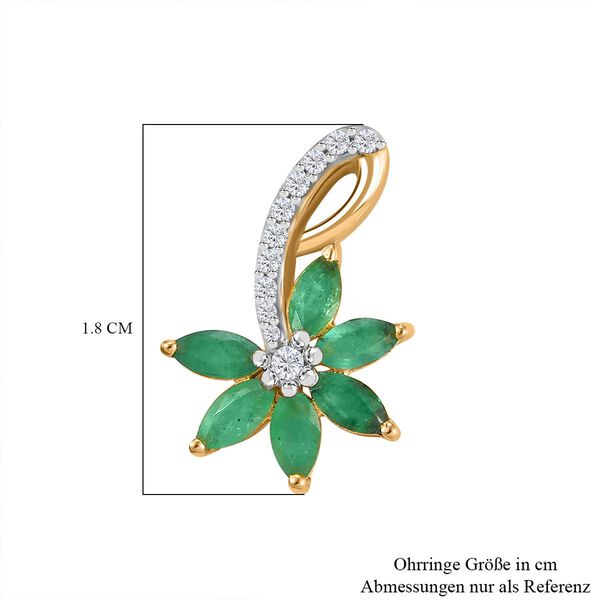 1,82 ct. Kagem sambische Smaragd und Zirkon Ohrringe image number 6