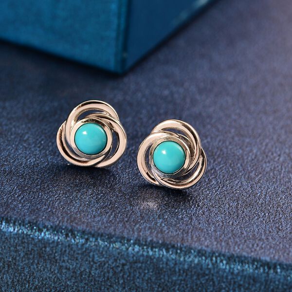 Sleeping Beauty Türkis Ohrringe, 925 Silber platiniert - 1,07 ct. image number 2